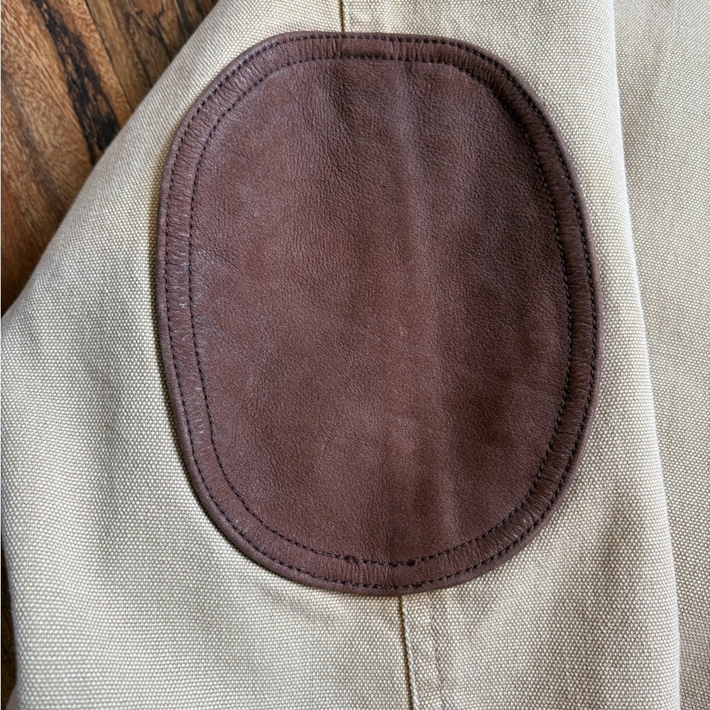 Dunn’s Supply Khaki Hunting Outdoor Shooting Jacket  100% Cotton Elbow Patches L - Picture 9 of 10